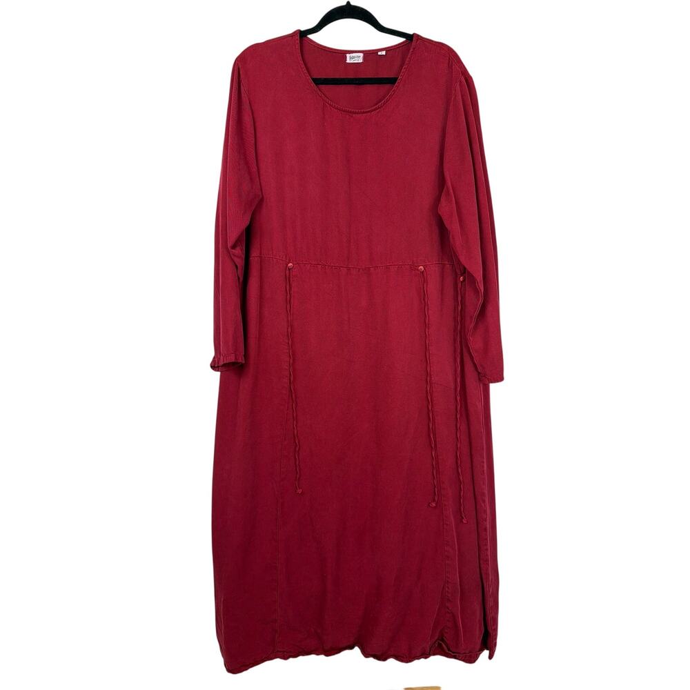 Vintage Made In USA Heaven Red Tencel Front Tie Maxi Dress Size XL / 1X